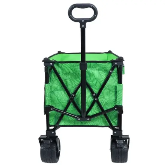 NAYSAYE Wagon Heavy Duty Folding Cart with Picnic Mat and All Terrain Wheels for Outdoor Fun, Green, 37.4"*23.03"*38.98" image {4}