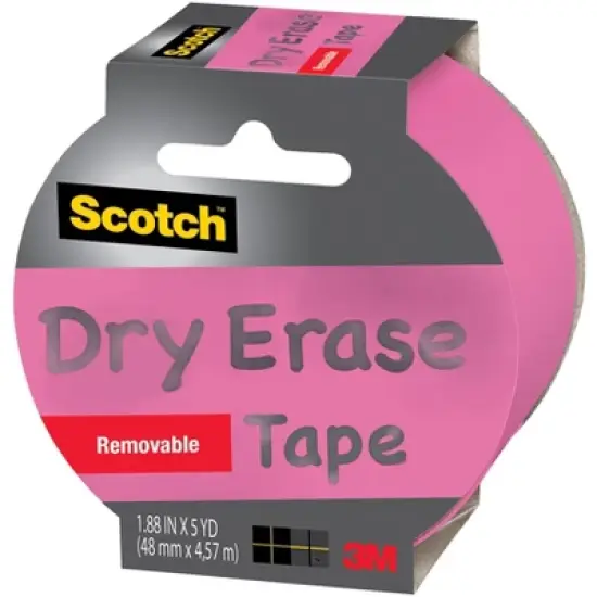Scotch Dry Erase Removable Tape, 1.88 Inches x 5 Yards, Pink image {1}