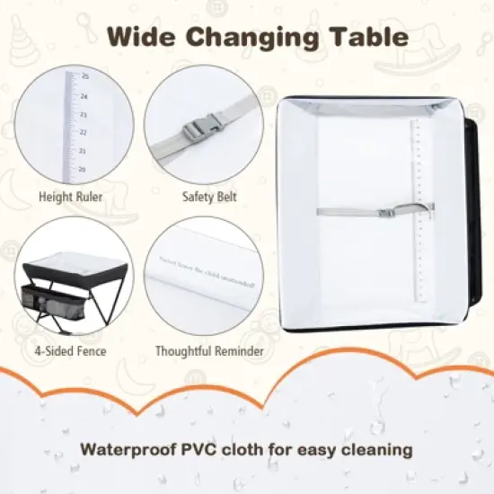 Infans Infant Baby Changing Table Folding Diaper Station Organizer w/ Storage image {5}