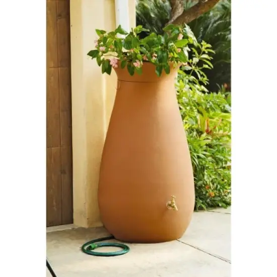 Rainwater Urn, 65 Gallon, 6' Hose Included, Brass Water Spigot, Removable Top image {3}