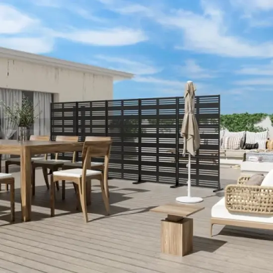 PexFix 72 in. x 35 in. Outdoor Privacy Rectangle Screen Galvanized Steel Panel Divider in Black image {2}