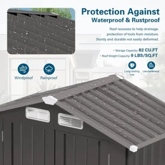 MOEPISY 6X4 FT Metal Outdoor Storage Shed, Tool Shed with Pitched Roof Watertight image {1}