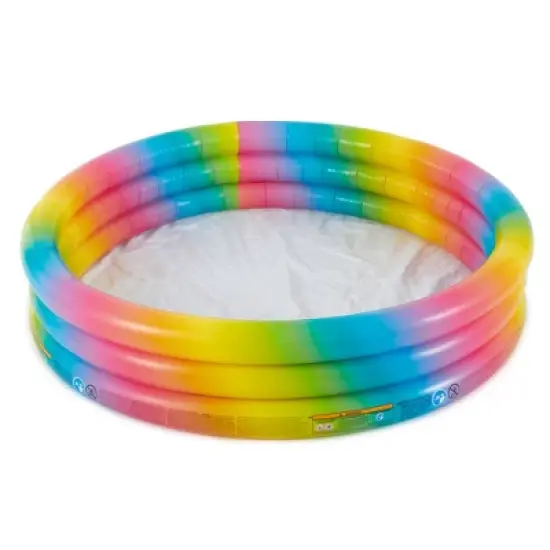Intex 58449EP Rainbow Ombre 3 Ring Circular Inflatable Outdoor Swimming Pool with for Kids Ages 2 Years or Older image {5}