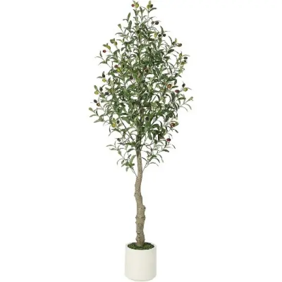Faux Olive Tree with Moss and Planter Pot, Realistic Olive & Leaves Artificial Tree Tall Plants for Home Yard Office Decor Indoor Outdoor image {8}