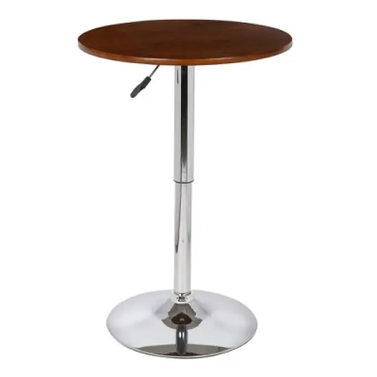 Bentley Adjustable Bar Height Pub Table Walnut with Chrome Finish - Armen Living image {1}