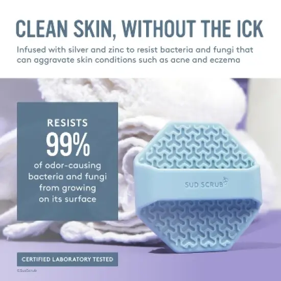 Sud Scrub&reg; Antimicrobial Silicone Face Scrubber, Gentle Face Exfoliator For Sensitive Skin, Facial Cleansing Brush For Acne image {1}