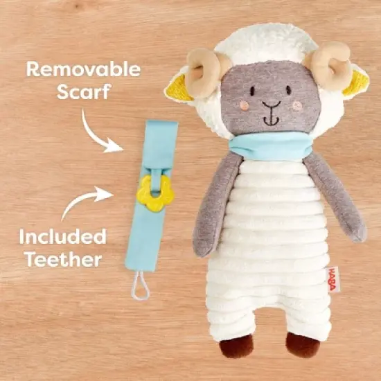 HABA Woolbert the Ram Lovey Set - Stuffed Animals for Babies, Pacifier Clips, Sensory Toys & Baby Teething Toys Ideal for Ages 0 Months+ image {3}