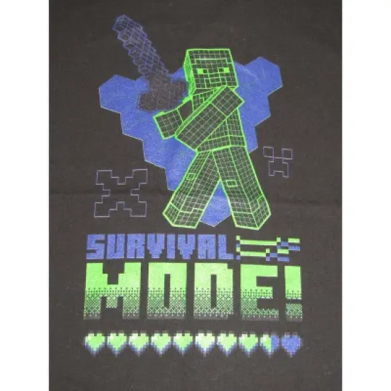 Minecraft Neon Violet and Green Graphic Youth Boys Black T-Shirt image {1}
