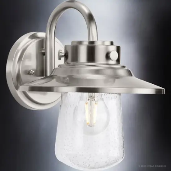 Urban Ambiance Luxury Coastal Outdoor Wall Sconce 11''H x 9''W,  Stainless Steel Finish,  Santa-Ana Collection, UHP1323 image {4}