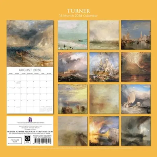 2026 Square Wall Calendar, Turner, 16-Month Arts & Antiques Theme with 180 Reminder Stickers (12x12 In) image {3}