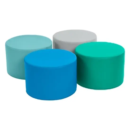 ECR4Kids SoftZone Round Foam Ottoman, Flexible Seating, 12in Seat Height, 4-Piece image {11}
