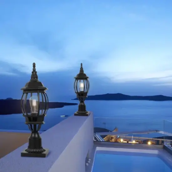 LamQee Outdoor Post Light Fixture with 3 in Pier Mount Base, Waterproof Lamp Post Pole Lights Outdoor for Garden image {6}