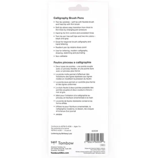 3ct Pen Set Fudenosuke - Tombow: Brush Pens for Calligraphy, Non-Toxic, Black & Gray Ink, 1.8mm Point, Art & Stationery image {5}