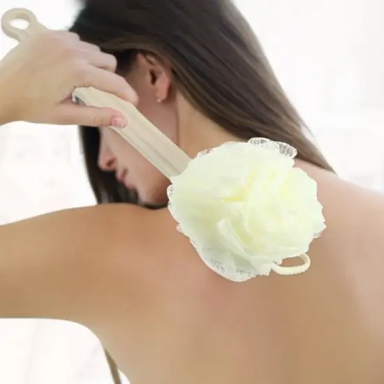 Unique Bargains Double Side Long Handle Bath Brush 15.35"x4.72"x4.13" 1 Pc image {1}