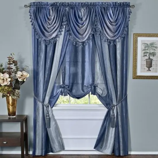 GoodGram Royal Ombre Crushed Semi Sheer Tie Up Single Window Curtain Shade image {1}