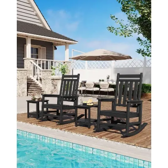 TROPOW Outdoor Side Table 18 x 15 inch, HDPE 2-Tier Patio Side Tables for Outside, All-Weather End Table for Patio Pool Deck Indoor Backyard image {8}