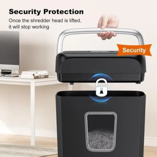 Bonsaii 6-Sheet Crosscut Paper and Credit Card Shredder for Home Office with Handle for Document, Mail, Staple, Clip-3.4 Gal Wastebasket image {7}