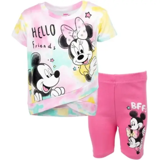 Mickey Mouse & Friends Minnie Mouse Girls Graphic T-Shirt and Shorts Outfit Set Little Kid image {11}