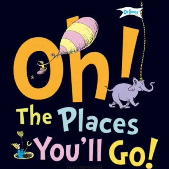 Dr. Seuss Oh the Places You'll Go Book Cover  T-Shirt - Navy Blue - 2T image {1}
