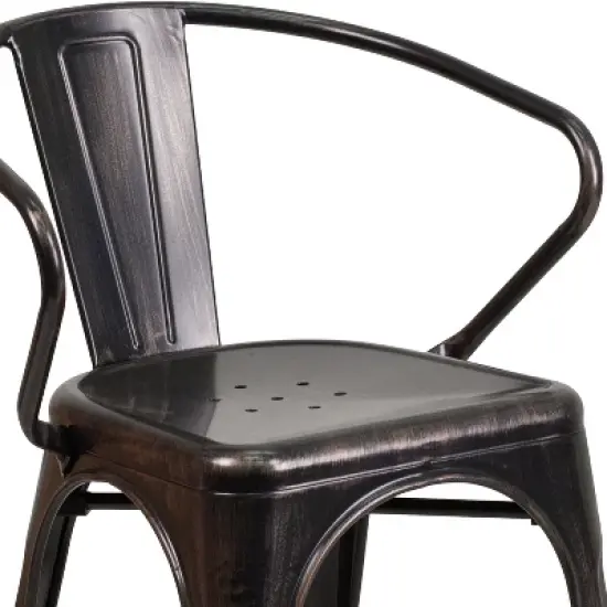 Flash Furniture Commercial Grade Metal Indoor-Outdoor Chair with Arms image {4}