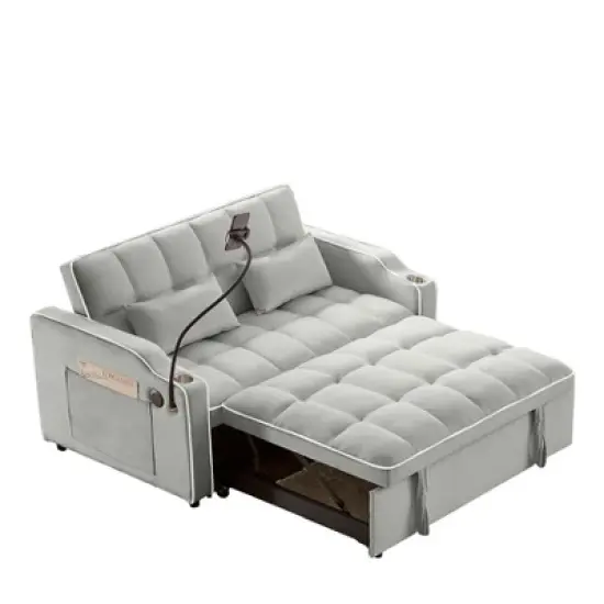 NicBex Modern Pull Out Sofa Bed Convertible Sofa Couch with Adjustable Back, USB Port and Swivel Phone Stand for Living Room image {7}