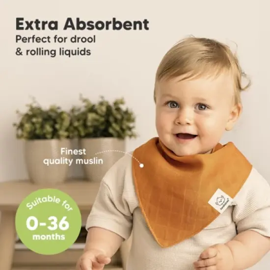 8pk Lumi Muslin Baby Bibs, Bandana Bibs for Baby Boy, Baby Girl, Muslin Drool Bib for Newborn, Toddler image {1}