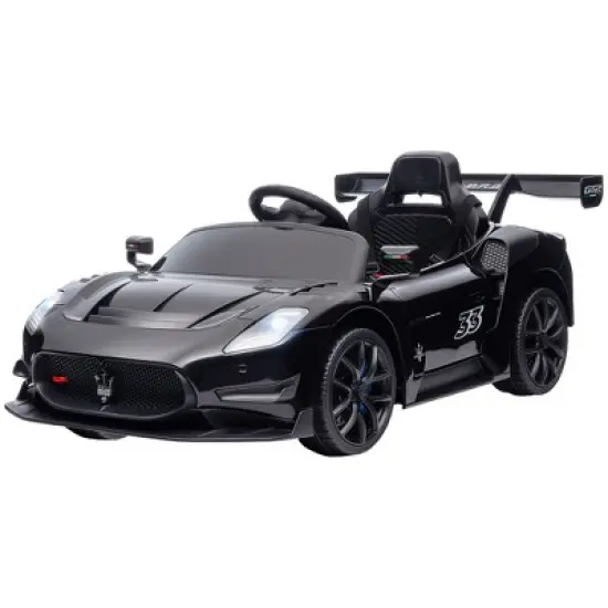 Qaba Maserati GT2 Licensed Ride On Car, 12V 3MPH Battery Powered Electric Car for Kids with Shock-Absorbers, Auxiliary Wheels, Remote, Horn, Black image {3}