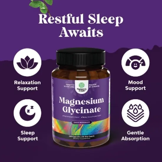 High Absorption Magnesium Glycinate Capsules, 500mg Magnesium Glycinate for Calming Sleep Plus Muscle Bone & Nerve Support, Nature's Craft, 240ct image {1}