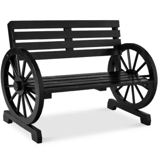 Best Choice Products 2-Person Wooden Wagon Wheel Bench for Patio, Garden, Outdoor Lounging w/ Rustic Design image {7}
