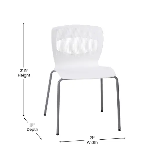 Emma and Oliver Heavy Duty 770 lb. Capacity Ergonomic Polypropylene Stack Chair with Lumbar Support and Steel Frame image {6}