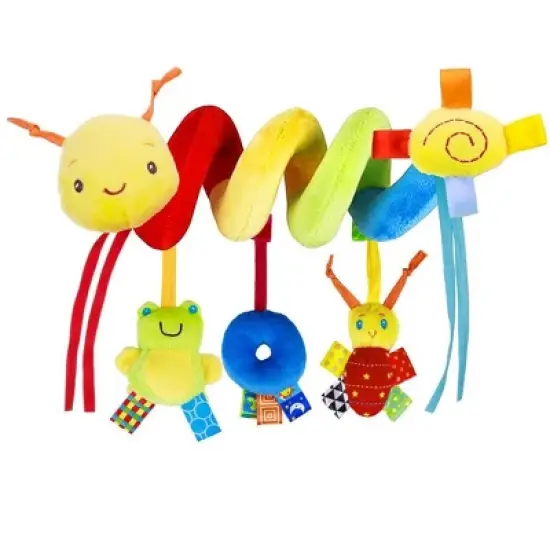 Itopfox Baby Crib Hanging Rattles Toys - Infant Worm Crib Bed Around Rattle Bell Cartoon Insect Spiral Hanging Toy for Stroller Car Seat image {7}
