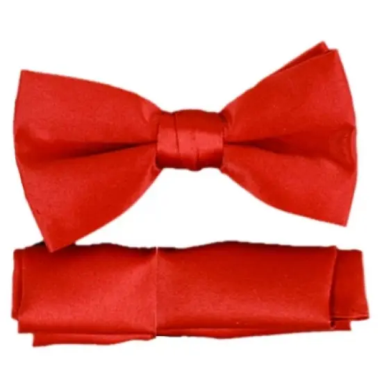New Men's Solid Pre Tied Bow Tie and Hanky Set image {7}