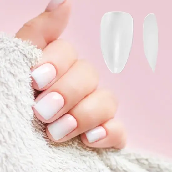 Unique Bargains Women's Full Coverage Flexible Almond Fake Nails Clear 1 Set image {3}