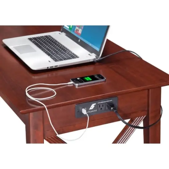 Writing Desk Modern Feel USB Charger Walnut - AFI image {5}
