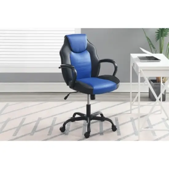 APRILSOUL Gaming Office Chair Black Faux Leather 1pc Chairs Casters Plush Padded Chair w Arms Comfortable Modern Stylish image {10}