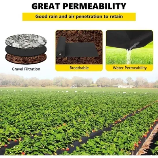 Heavy Duty Non Woven Weed Barrier Fabric, Weed and Puncture Resistant 350N, Tensile Strength 440N, Load Capacity, for Landscaping French Gutters image {3}