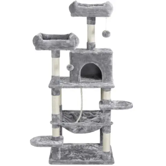 Yaheetech 59" Large Cat Tower with Plush Perch image {9}