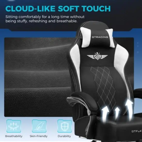 GTPLAYER Big and Tall Gaming Chair, Breathable Fabric, Strong Lumbar Support, Comfortable Office Chairs image {2}