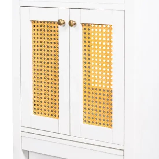 24" Bathroom Vanity with Single Undermount Sink, Combo Storage Cabinet with Pull-out Footrest White-ModernLuxe image {10}