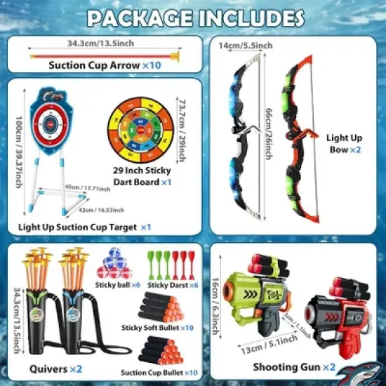 Vatos 2 Pack Bow and Arrow Toy for Kids Outdoor Activity Toys Birthday for Boys Girls 5-12 Year Old image {5}