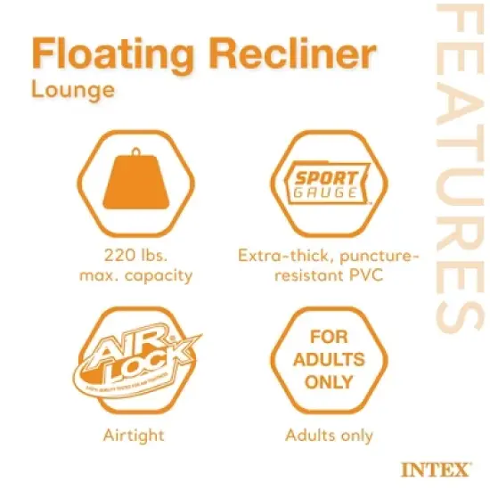 Intex Inflatable Floating Comfortable Recliner Lounges with Cup Holders image {2}