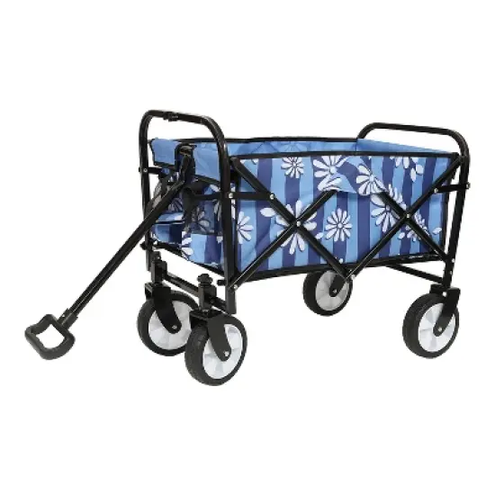 Minimeetall Colorful Collapsible Foldable Wagon Cart with strapping system, Beach Wagonblue vertical image {1}