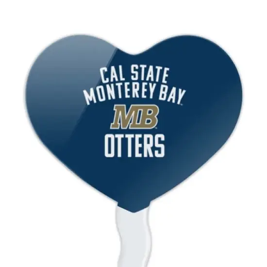 California State University Monterey Bay Otters Logo Heart Love Cupcake Picks Toppers Decoration Set of 6 image {1}