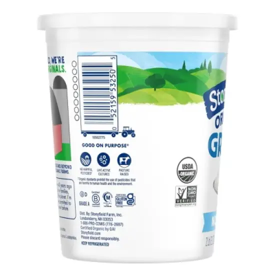 Stonyfield Organic Fat Free Plain Greek Yogurt - 16g Protein 32oz image {3}