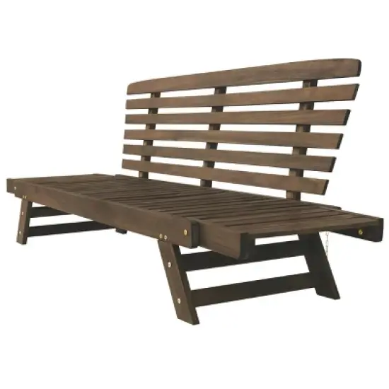 Outdoor Acacia Wood Day Bed Small Patio Couch, Adjustable Arm Outdoor Couch Chaise with Cushions for Small Spaces, Brown Finish - Maison Boucle image {5}