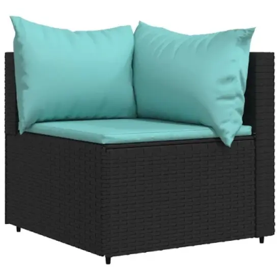 vidaXL Patio Lounge Set Black, Water blue image {3}