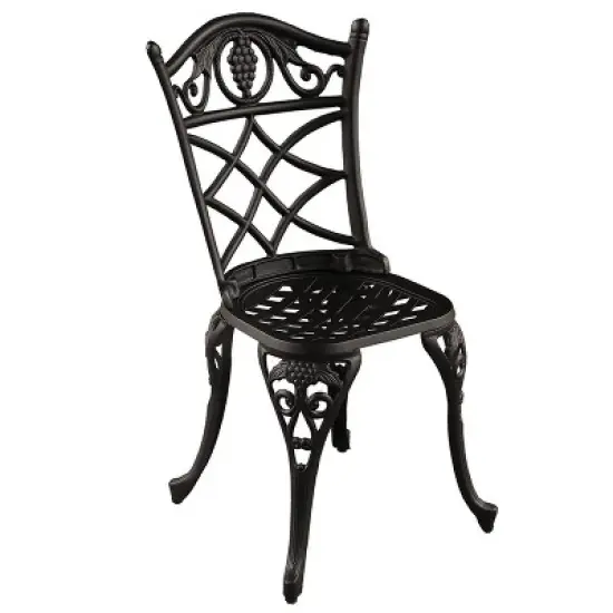 3pc Grape Vineyard Aluminum Patio Bistro Set - Black- Oakland Living: Weather-Resistant Outdoor Furniture image {3}
