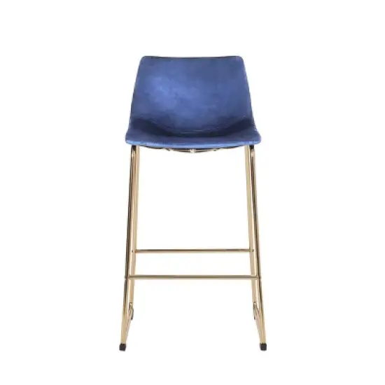 Cedric Modern Glam Velvet Counter Height Barstool Blue/Gold - Christopher Knight Home image {2}