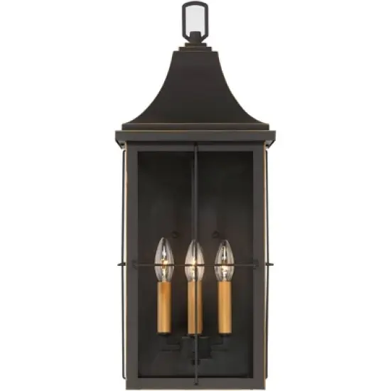 John Timberland Sunderland Rustic Mission Outdoor Wall Light Fixture Black Gold 24 3/4" Clear Glass for Post Exterior Barn Deck House Porch Yard Patio image {5}