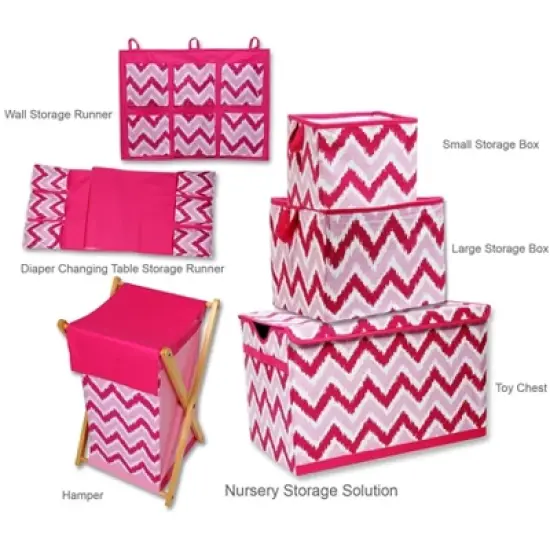 Bacati - MixNMatch Pink Zigzag Storage Box Large image {6}